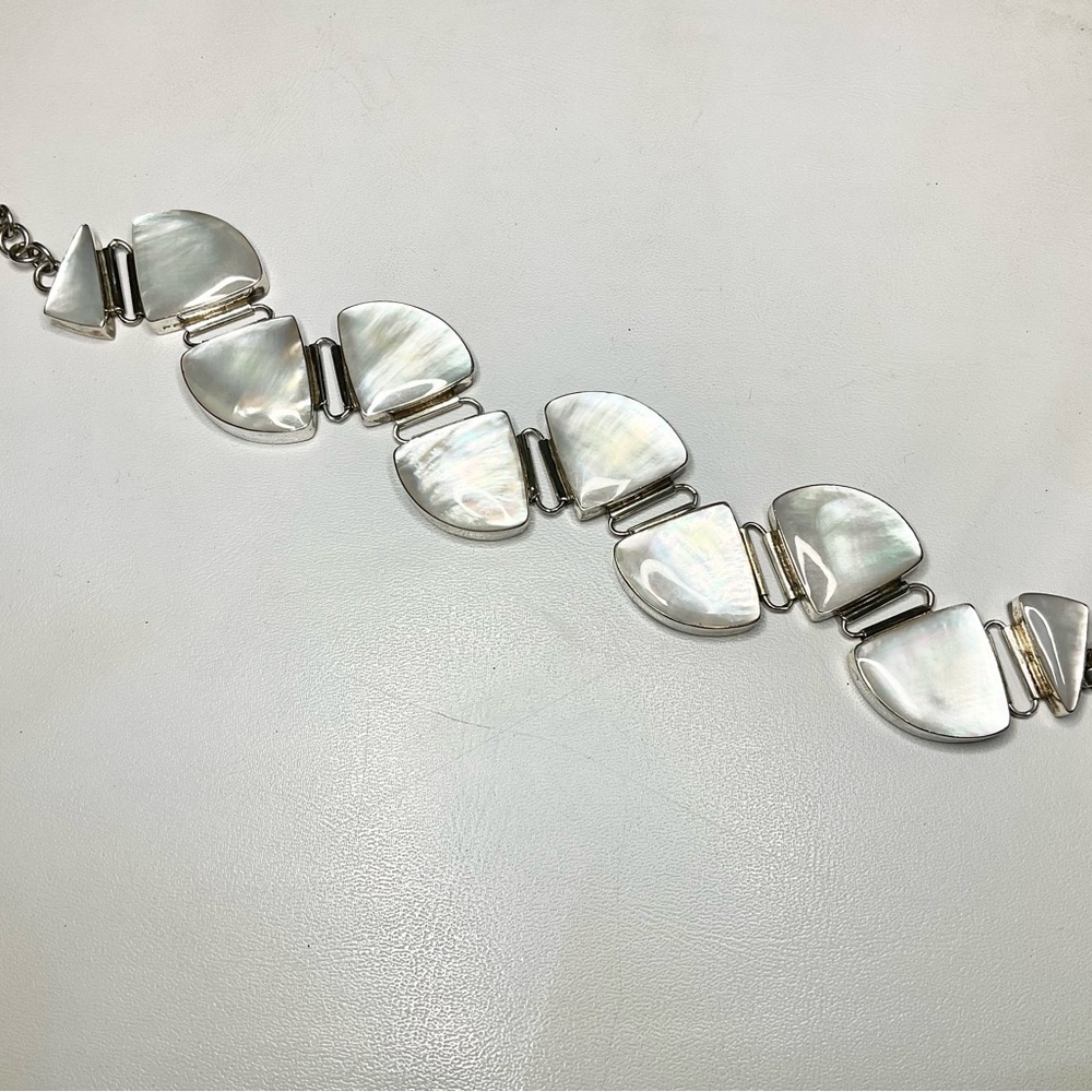 Sterling Silver MOP Chunky Link Bracelet
